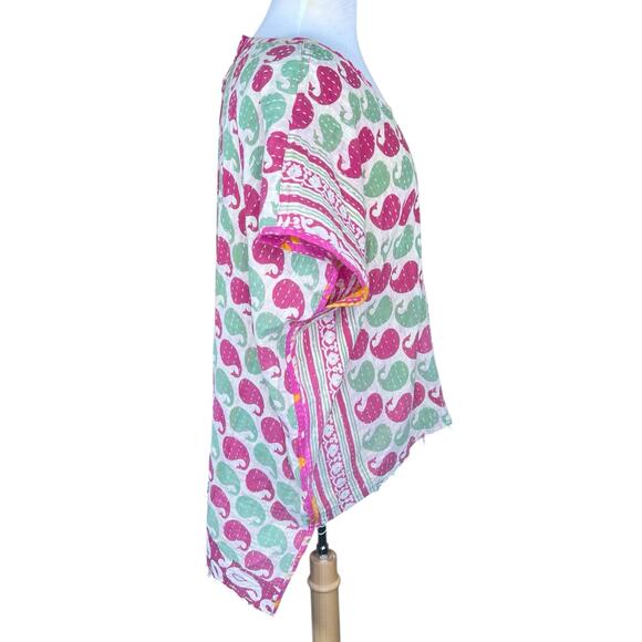 Kantha Reversible Lightweight Cotton Boho Handstiched Top NWOT - Picture 7 of 11